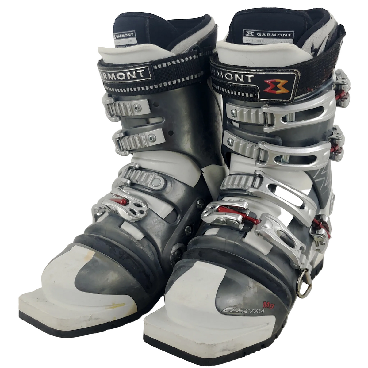 Garmont Femme kids Telemark ski boot in listed mondo size for Freeheel Life’s season-long rental program, shown cleaned and ready for use.