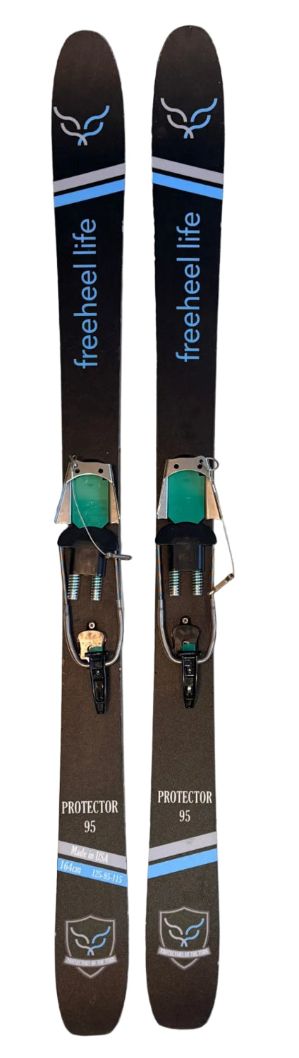 Full view of both used Protector 95 ski bases