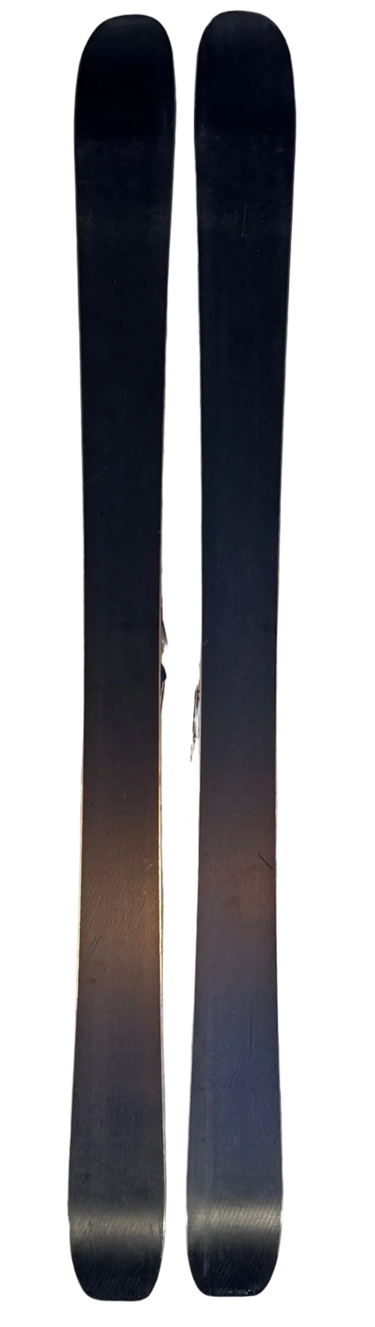 Close-up of the used Protector 95 ski bases near the tips