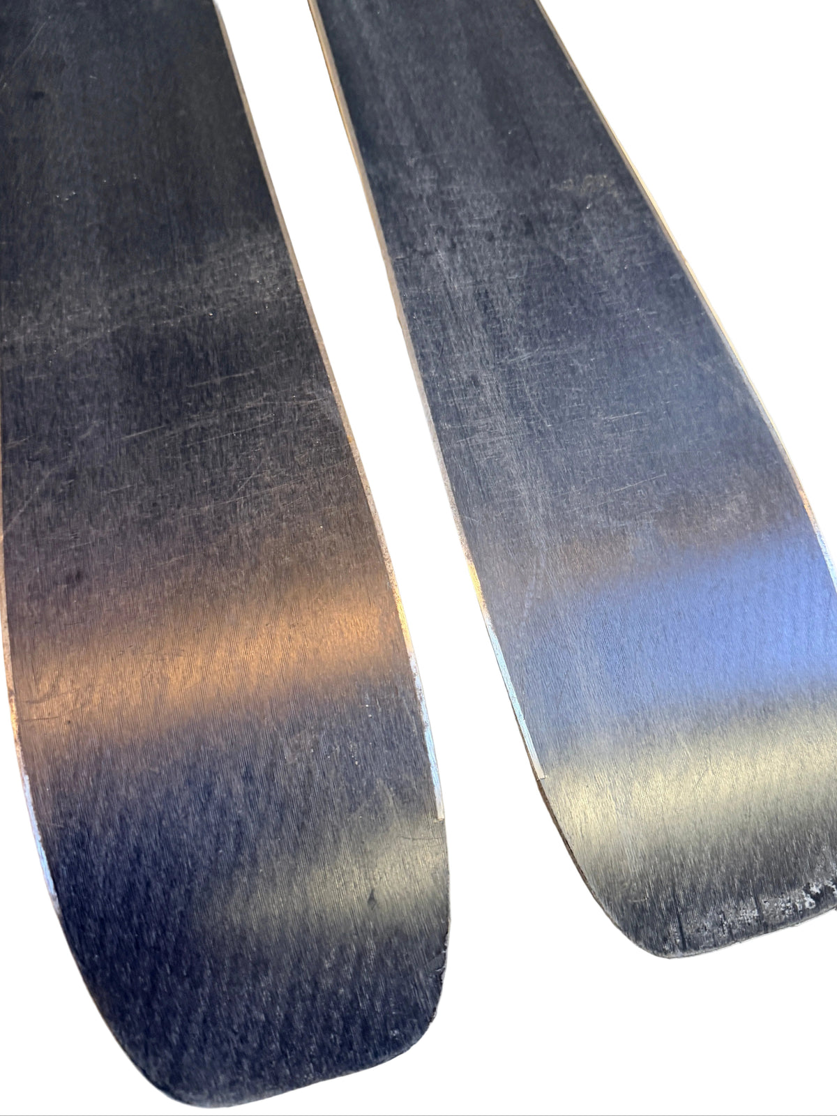 Actual used 164cm Freeheel Life Protector 95 skis with mounted Vice bindings, top view