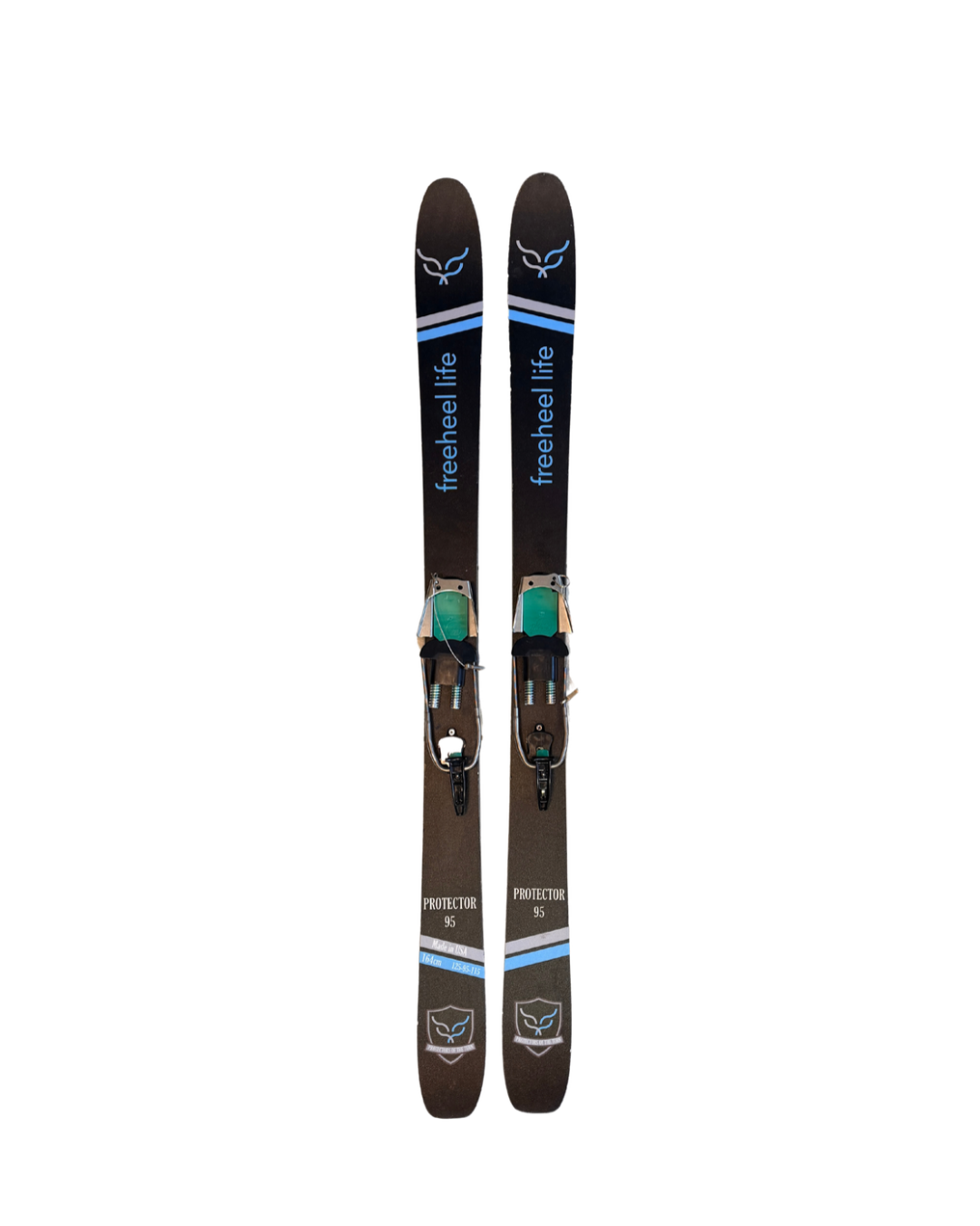 Used 164cm Freeheel Life Protector 95 Skis w/ 22 Designs Vice Small Bindings